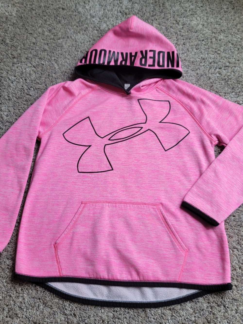 Under Armour girls pink black hoodie size YLG